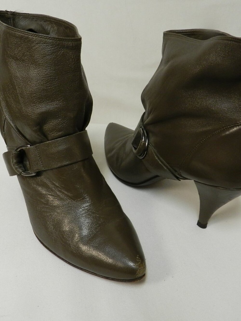 Sigerson Morrison Leather heeled ankle boots brown w/buckle Italy Size Sz 10